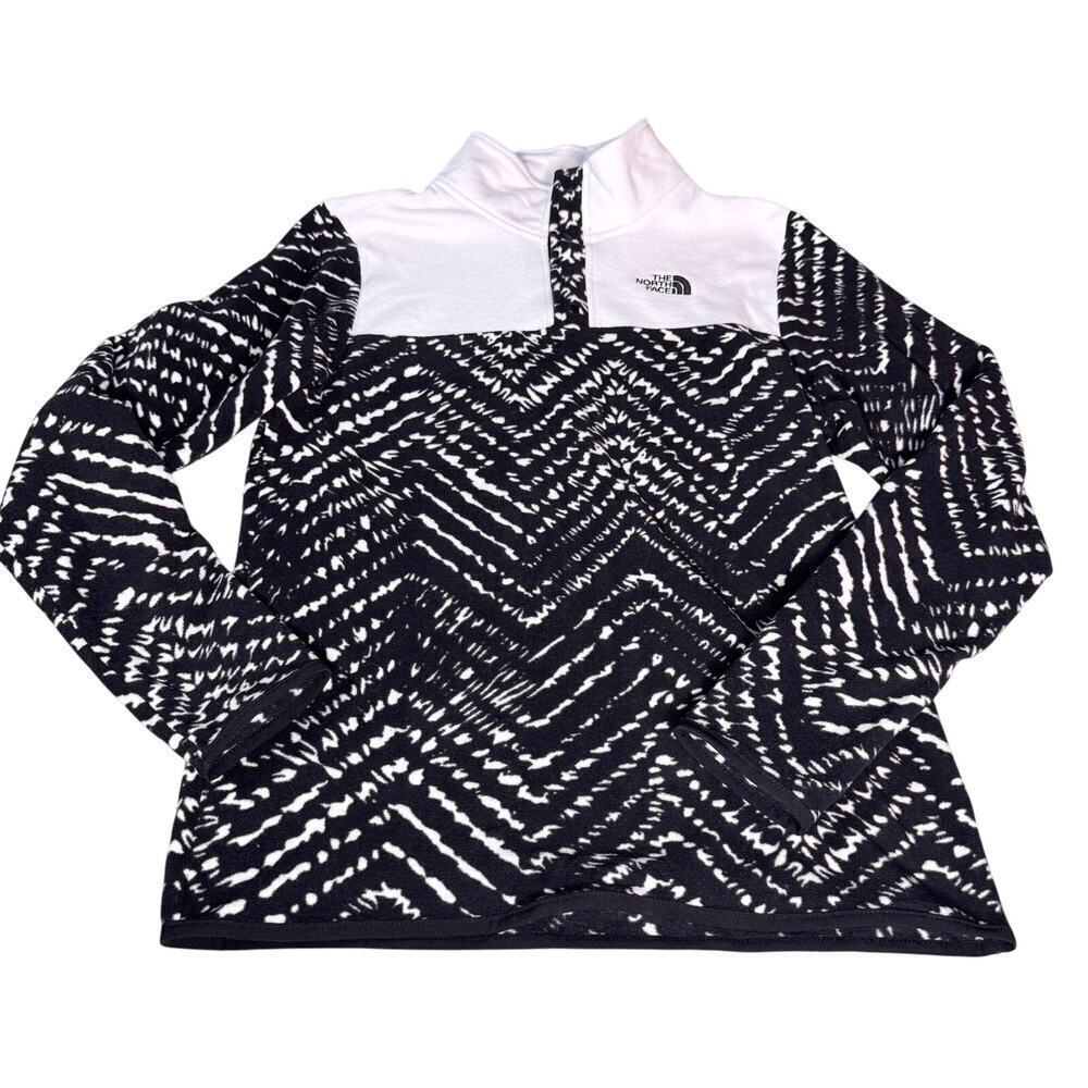 The North Face Youth sz XL Black White Glacier 1/4 Snap Pullover Fleece LS